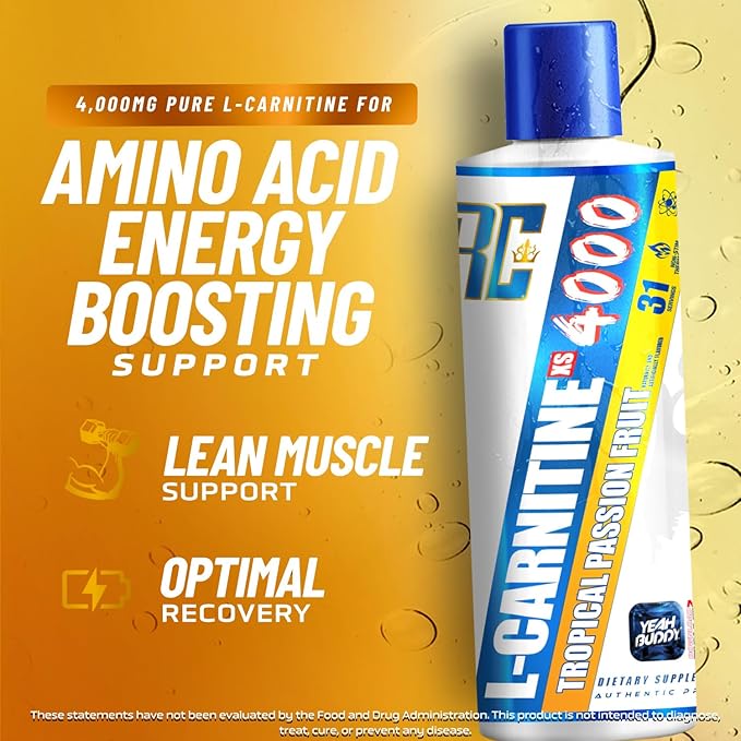 Ronnie Coleman Signature Series L-Carnitine XS 4000 Liquid, Stimulant Free, Sugar Free, Zero Carbs, Dietary Supplement for Men & Women, 16 oz (Tropical Passion Fruit)