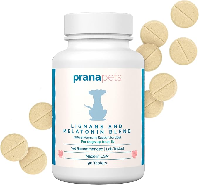 PranaPets Lignans & Melatonin Blend Naturally Aids in Relieving Symptoms of Cushing's Disease in Dogs | Helps Promote Healthy Adrenal Balance & Overall Well-Being | 1 MG Melatonin, 10 MG Lignans