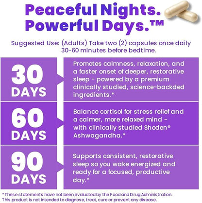 DormiOn™ Sleep + Restore + Stress Supplement | Herbal Sleep Aid for Women & Men | No Melatonin, Non-Habit Forming | Ashwagandha, GABA, Valerian & Magnesium | Vegan, 60 Capsules