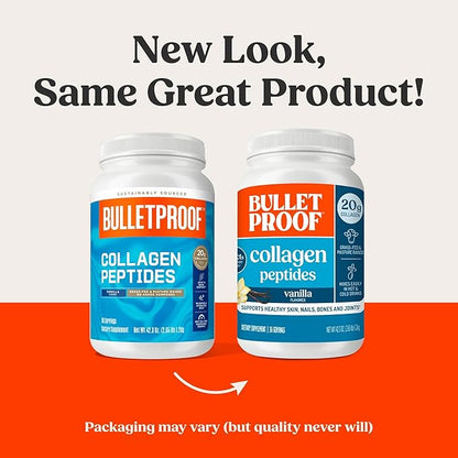 Bulletproof Vanilla Collagen Protein Powder with MCT Oil, 19g Protein, 42.3 Oz, Value Size, Collagen Peptides and Amino Acids for Healthy Skin, Bones and Joints