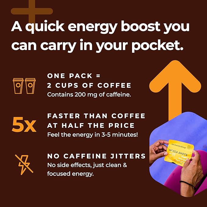 SGC Highest Concentration 100 mg Caffeine per Gummy, 2 Gummies per Pack, 12-Pack Mocca Shots Orange Chocolate Plant-Based Instant Energy with Herbal nootropics
