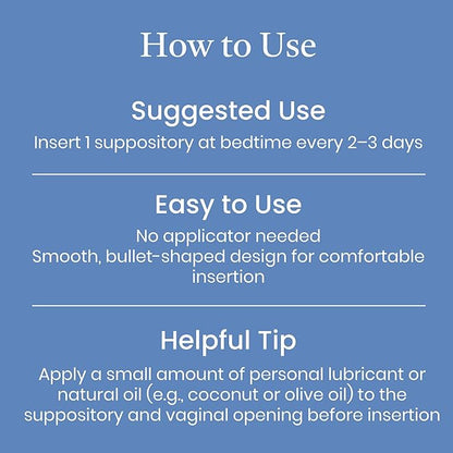 NewLife Naturals Hyaluronic Acid Vaginal Suppositories for Women 5 MG - Vaginal Moisturizer Hydration Moisture Support, Menopause - 12 HA Inserts- 30 Day Supply USA