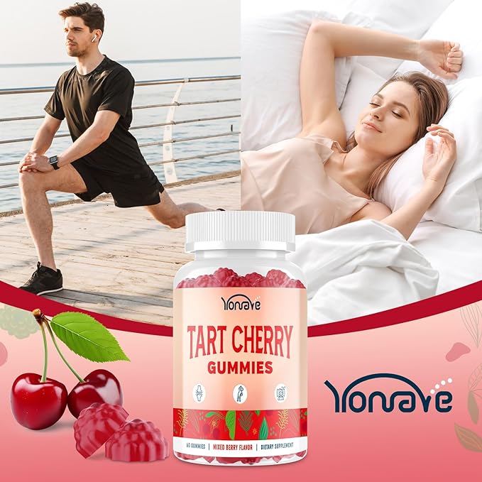 3300mg Tart Cherry Gummies for Uric Acid Cleanse, Sleep, Gout, Joint & Kidney Support – Tart Cherry Extract with Celery Seed, Melatonin, Vitamin C – Detox & Antioxidant – Mixed Berry Flavor, 60 Count