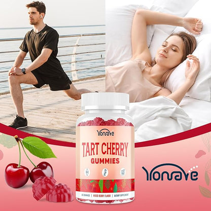 Yonrave Tart Cherry Gummies – Uric Acid Cleanse & Joint Support with Celery Seed – Vegan, Antioxidant Tart Cherry Supplement – Mixed Berry Flavor, 60 Count