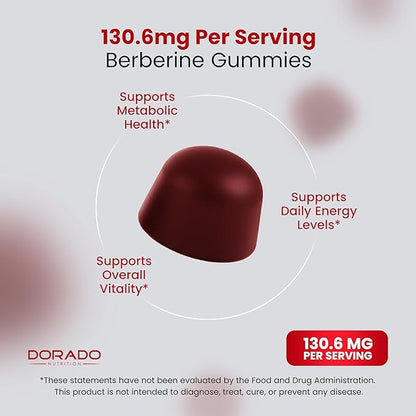Berberine Gummies with Ceylon Cinnamon (1,200mg) Premium Sugar-Free Berberine Ceylon Cinnamon Supplement for Adults - Third-Party Tested, Non-GMO & Made in USA - 60 Count Chewable Gummies