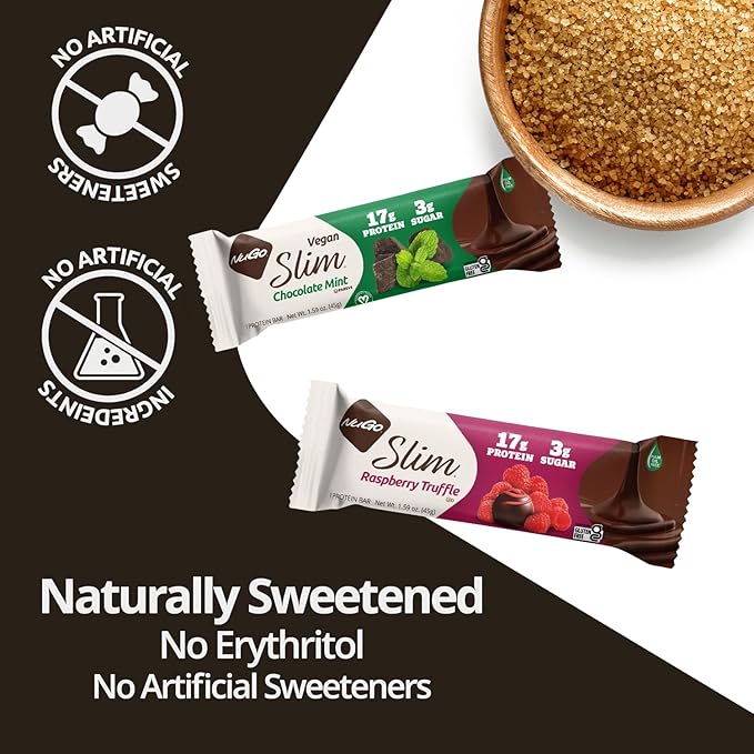 NuGo Slim Dark Chocolate Crunchy Peanut Butter, 17g Vegan Protein, 3g Sugar, 7g Fiber, Low Net Carb, Keto Friendly, Gluten Free, 12 Count