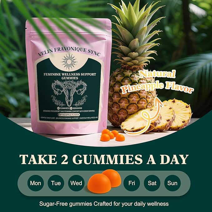 Probiotic Gummies for Women - Support for Feminine Wellness, pH Balance, Probiotic Formula, Gluten-Free, Vegan, Tropical Pineapple Flavor, 60 Gummies (30 Servings)