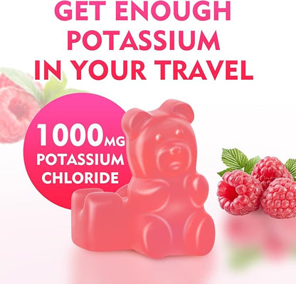 Potassium Gummies, Potassium Chloride for Adults, Sugar-Free Potassium Supplement Gummies Support Electrolyte Balance for Women & Men, Raspberry Flavor, 60 Count