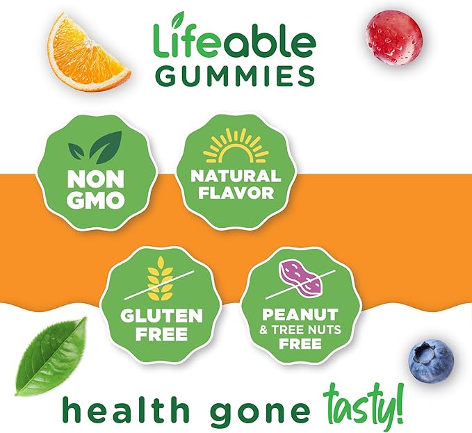 Lifeable Calcium with Vitamin D3 Gummies | Calcium 500 mg D3 1000 IU | Great Tasting Bone Strength Supplements | for Bone Health | Calcium Gummies for Women, Men | 60 Gummies