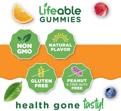 Lifeable Calcium with Vitamin D3 Gummies | Calcium 500 mg D3 1000 IU | Great Tasting Bone Strength Supplements | for Bone Health | Calcium Gummies for Women, Men | 60 Gummies