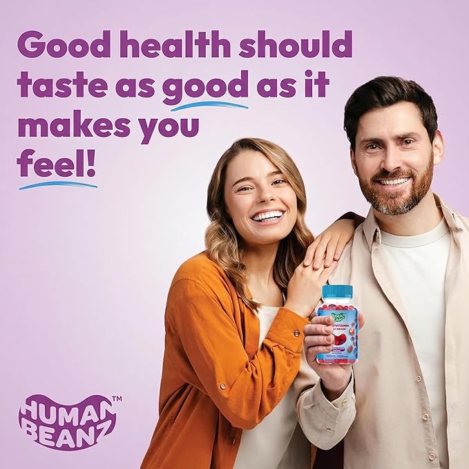 Human Beanz Multivitamin Jelly Bean Gummies with Zinc for Men and Women, Immune Support Dietary Supplements for Adults, Vegetarian, 120 Berry Blast Jelly Beans, Kosher