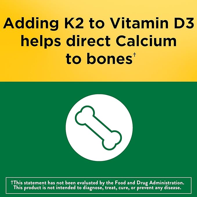 Nature Made Vitamin D3 K2 Gummies, Vitamin D 5000 IU Per Serving for Bone, Teeth, Muscle and Immune Support, 50 Gummy Vitamins, 25 Day Supply