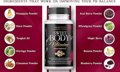 SweetBody Vitamins - Eliminates Body Odor and Reduces Sweating by Promoting a Balanced pH Level in The Body (1 Bottle - 30 Capsules)
