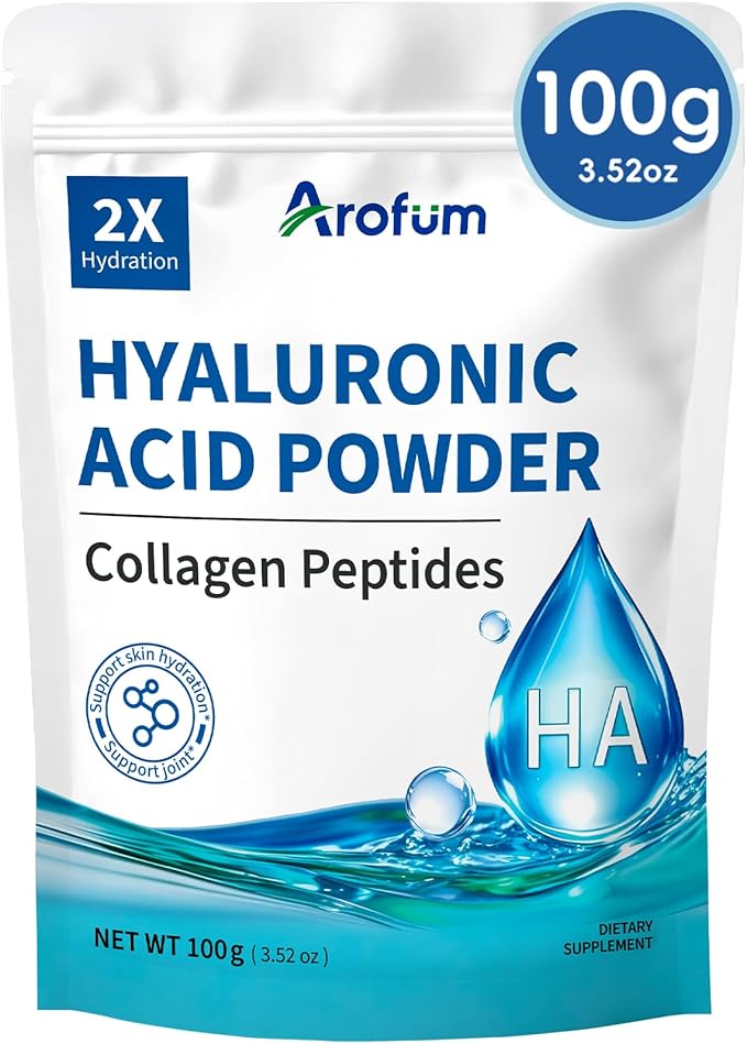 Hyaluronic Acid Powder, with Collagen Peptides – DIY Hydrating Serum & Skincare Ingredient, Clean Formula, Gluten-Free, No Preservatives – 100g / 3.52oz