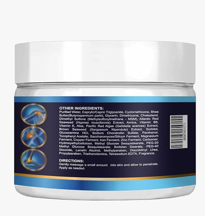 VITAMISAN Premium Organic Glucosamine & Chondroitin Cream with MSM, Arnica, & Collagen
