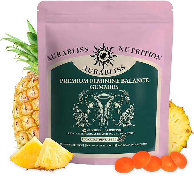 Premium Feminine Balance Gummies for Women - Hawaiian Pineapple Gummies for Women PH Balance Wellness, Immune Support, Vegan Daily Supplement for Odor and Flora Health , 60 Counts - 30 Servings