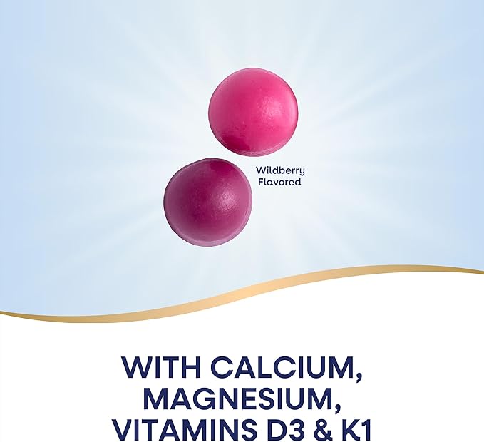 Nature's Way Kids Growing Bones & Muscles Gummy, Supports Healthy Bones & Muscles*, Calcium, Magnesium, Vitamins D3 & K1, Ages 2+, Wildberry, 60 Gummies