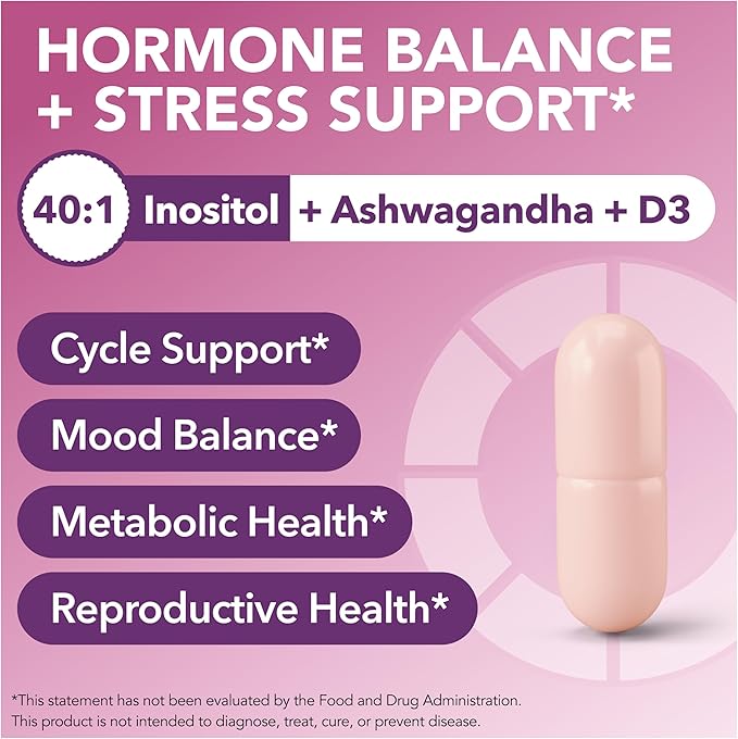 Intimate Rose Myo-Inositol & D-Chiro Inositol Supplement for Women - Hormone Balance & Ovarian Support for Women - Ideal 40:1 Ratio, Vitamin D3 + Ashwagandha