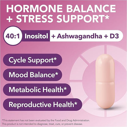 Intimate Rose Myo-Inositol & D-Chiro Inositol Supplement for Women - Hormone Balance & Ovarian Support for Women - Ideal 40:1 Ratio, Vitamin D3 + Ashwagandha
