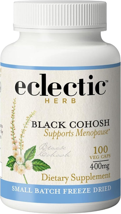 Eclectic Herb - Black Cohosh Root Capsules | Menopause Support Herbal Supplement | Supports Women's Health | US-Grown, Vegan, Non-GMO, Gluten Free (100 CT | 400 mg)