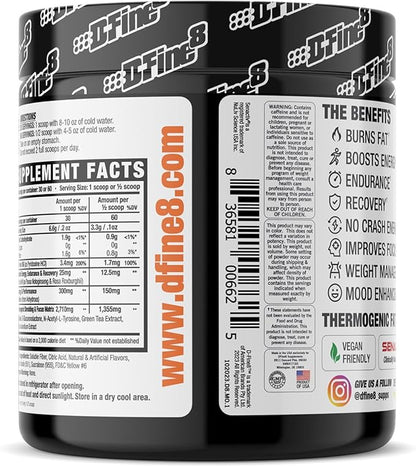 Thermogenic Pre-Workout Energy Powder & Shredding Supplement, Boost Energy Mood & Focus, Sugar Free, Contains Senactiv, Endurance, 300mg Caffeine, N-Acetyl-L-Tyrosine (Mango Orange)