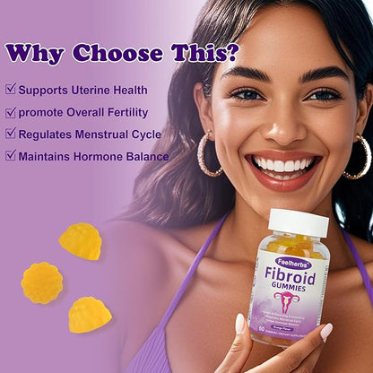 Fibroid Gummies for Shrinking Fibroids & Ovarian Cysts & PCOS, Hormone Balance Gummies Helps Women to Get Pregnant Fast, with Vitamin A, E and Minerals, 60 Count