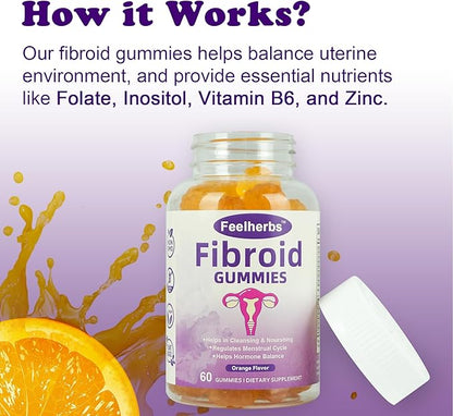 Fibroid Gummies for Shrinking Fibroids & Ovarian Cysts & PCOS, Hormone Balance Gummies Helps Women to Get Pregnant Fast, with Vitamin A, E and Minerals, 60 Count