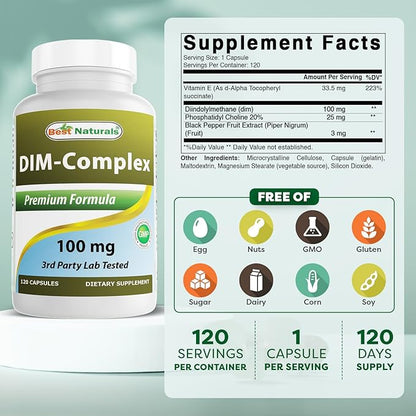 Best Naturals DIM Complex 100 mg 120 Capsules (120 Count (Pack of 3))