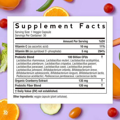 Doctor's Recipes Probiotics for Women, 100 Billion CFU, 18 Probiotic Strains, Prebiotics, Cranberry, P-5-P & VC, Vaginal, Digestive & Immune Support, Shelf-Stable, 30 Vegan Caps