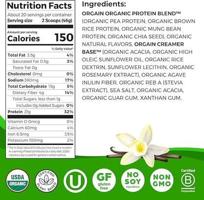 Orgain Organic Vegan Protein Powder, Vanilla Bean + Chocolate Fudge - 21g Plant Based Protein (2.03 Lb Each)