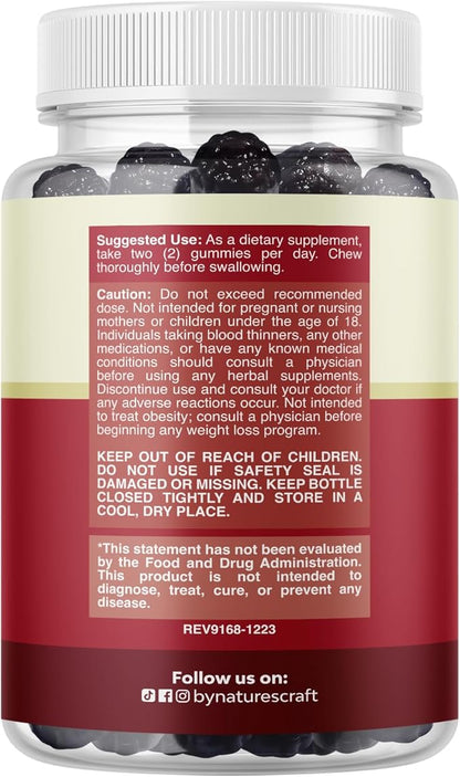 Natural Cranberry Gummies for Women and Men - Extra Strength Delicious Antioxidant Cranberry Chews for Urinary Tract Health Kidney Support Bladder & Immune Health - Vegan Gluten & Gelatin Free - 60ct