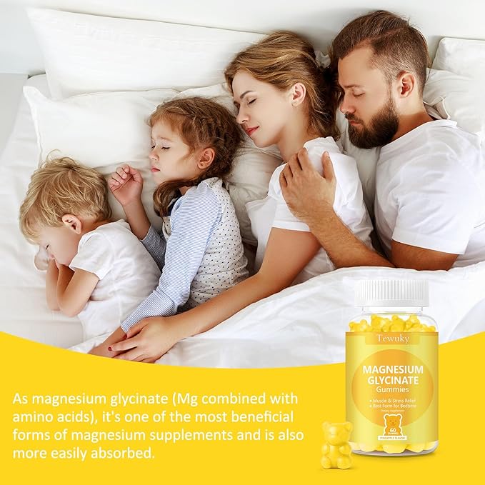 Magnesium Glycinate Gummies 2 Bottles, Sugar-Free for Adults & Kids, Magnesium Gummies for Sleep, Stress & Muscle Relief, Supports Bone & Nerve Health, Vegan, Pectin-Based, Pineapple Flavor