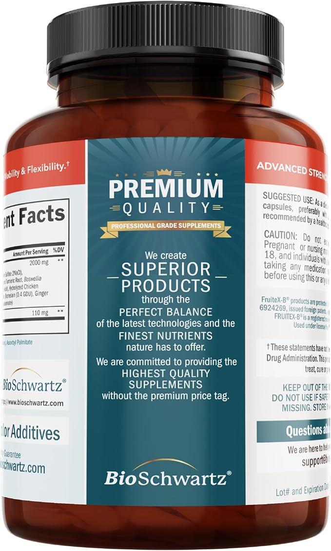 Glucosamine Chondroitin MSM Joint Support Supplement - Collagen Peptides, Turmeric and Ginger, Hyaluronic Acid, Glucosamine Chondroitin Sulfate for Joint Comfort - Gluten Free, Non GMO, 180 Capsules