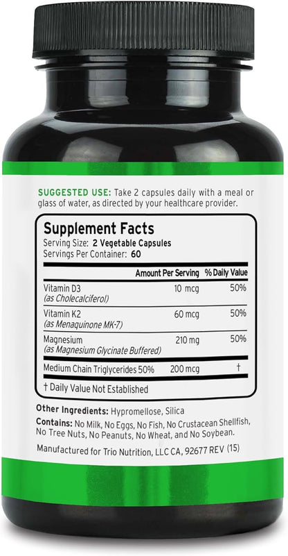 Trio Nutrition MagX Magnesium Glycinate, Vitamin D3, Vitamin K2 & MCT Oil | Chelated Magnesium Supplement | Calm, Relaxation & Recovery | Be Well Rested & Start Your Day with Magximum