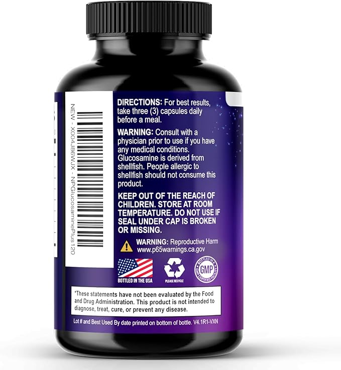 Glucosamine Chondroitin & MSM - 3x Strength Joint Support Supplement for Mobility & Comfort - Glucosamine Complex with Turmeric, Boswellia, Bromelain & Quercetin - Bottled in USA - 120 Capsules