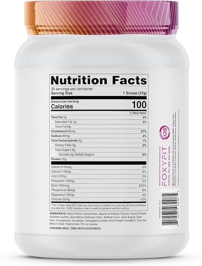 FoxyFit Protein for Her, Caramel Mocha Whey Protein Powder with CLA and Biotin for a Healthy Glow (1.85 lbs)