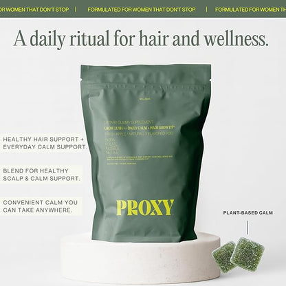 PROXY Hair Growth Gummies | Biotin, Folate, Inositol & Nettle | Hair, Skin & Nails Vitamins for Stronger, Thicker Hair | Vegan Hair Growth Supplement for Men & Women | Green Apple, 30 Count