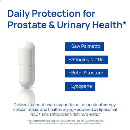 NAD Supplement for Men – Liposomal NAD+ NMN Alternative Nitric Oxide Prostate Health Supplements with Resveratrol, CoQ10, L Citrulline and Lycopene for Anti-Aging & Cellular Energy Support 60 Capsules