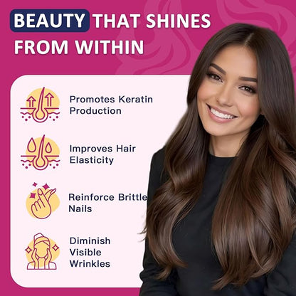 ZEBORA Hair Growth Vitamins with Biotin, Keratin & Collagen - Biotin Gummies with Beauty Support Blend for Hair, Skin & Nails - Vegan Hair Vitamins for Women & Men - 90 Blueberry Gummies, Non-GMO