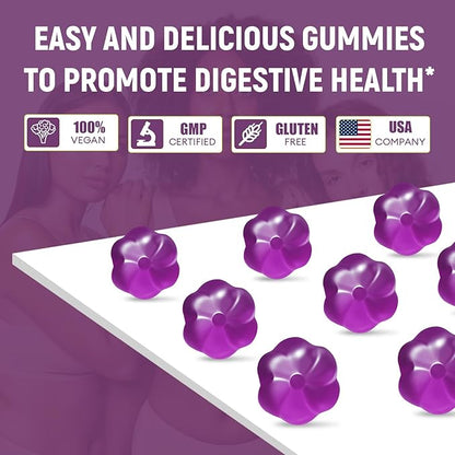 Migcopat 10G Fiber Gummies with 30 Billion CFU Probiotics, Grape Flavor, Bloating Support, Fiber Supplement with Vitamin C, ACV, Inulin, Sugar Free, 180 Count