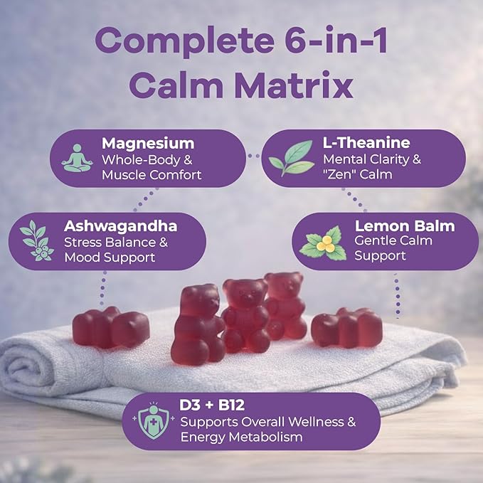 Magnesium Gummies for Stress & Sleep - 300mg Magnesium Complex with Glycinate, Citrate, Malate & Taurate - Supports Relaxation, Muscle & Heart Health - Vegan, Sugar-Free, Non-GMO - 180 Gummies