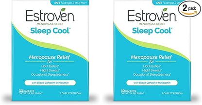 Estroven Sleep Cool for Menopause Relief, 30 Ct, Sleep Support Supplement With Clinically Proven Ingredients to Relieve Menopause Symptoms plus Night Sweats & Hot Flash Relief, Drug-Free & Gluten-Free