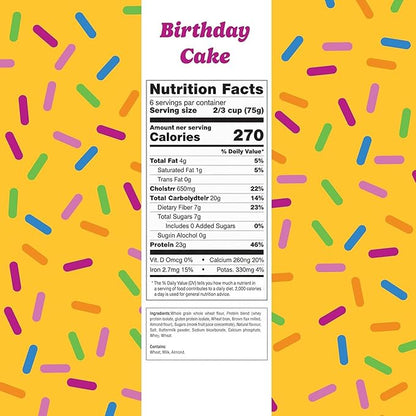 Flourish Protein Pancake & Waffle Mix, with Whey Protein & Flax Seed, No Added Sugar, High in Protein & Fiber - Just Add Water - Birthday Cake Flavour 16oz (2 pack)