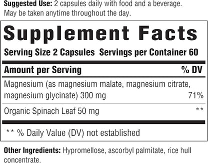 INNATE Response Formulas Magnesium 300 mg - Mineral Supplement for Muscle Relaxation - Vegetarian and Gluten-Free - 120 Capsules (60 Servings)