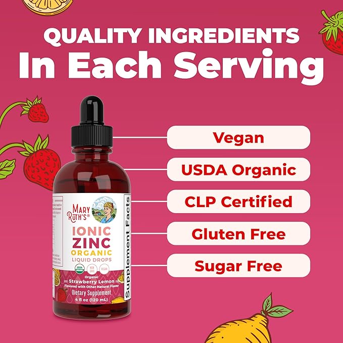 MaryRuth's Organic Liquid Zinc Supplement for Kids & Adults | Immune Support | Skin Health | Antioxidant | Cellular Metabolism | Zinc Sulfate | Vegan | Non-GMO | Sugar Free | Gluten Free | 4 oz