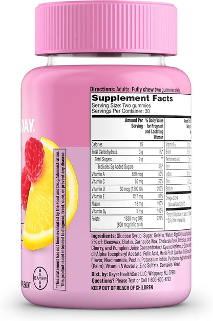 One A Day Prenatal Vitamins for Women Gummies- Pregnancy Vitamins for Women with Folic Acid, DHA, Iodine, Prenatal Gummies, Iron-Free, 60 Ct