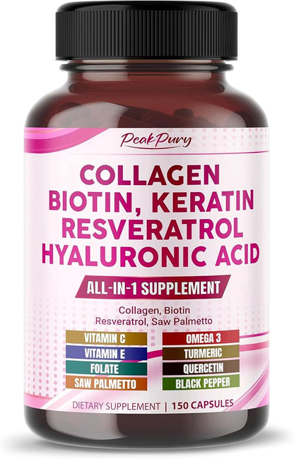 Collagen Biotin Resveratrol Saw Palmetto - Skin, Joint Health Support