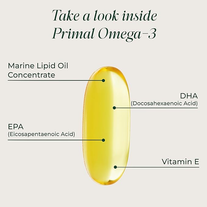 Primal Harvest Omega 3 Fish Oil Supplements, 30 Servings Soft Gels Capsules w/ 1000mg EPA + DHA Supplements, No Fishy Burps Non-GMO Omega 3 Fatty Acid