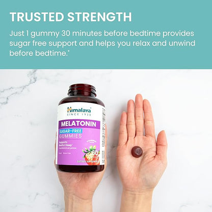 Himalaya Melatonin Sugar-Free Gummies, Supports Restful Sleep, Vegan, Gluten-Free, 3 mg Melatonin, 60 Gummies
