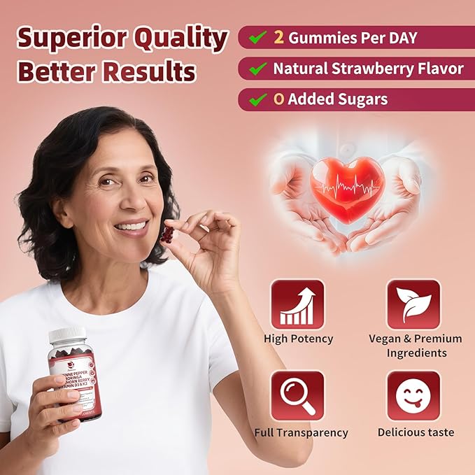 Lukaree 16 in 1 Cayenne Pepper Gummies- Sugar-Free Capsaicin Supplements Complex w/Moringa, Hawthorn, Beet Root - Plus Wormwood, Citrus Bergamot Support Circulation* & Overall Wellness* - 60 CT
